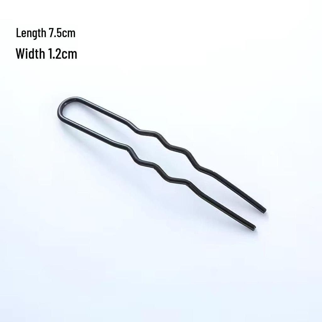Black U-Shaped Hairpin: 2-Prong Insert Comb for Secure Bun & Ponytail Styling Without Hair Damage