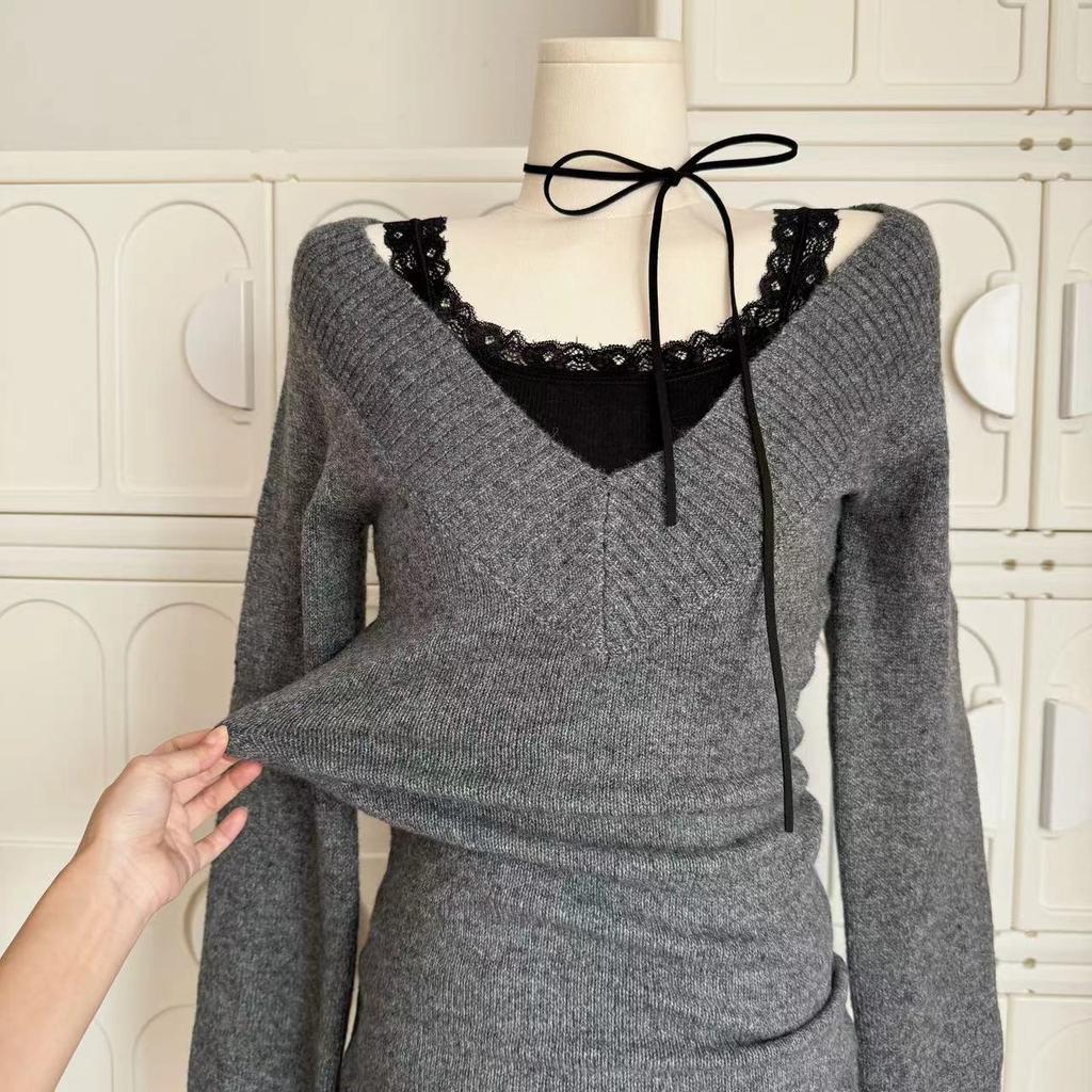 Französisch Retro Elegant Y2k 3-teilige Sets Damen Vintage Einfarbig Langarmpullover + Spitze Lässige Weste + Karierter Schicker Rock Herbst 2024