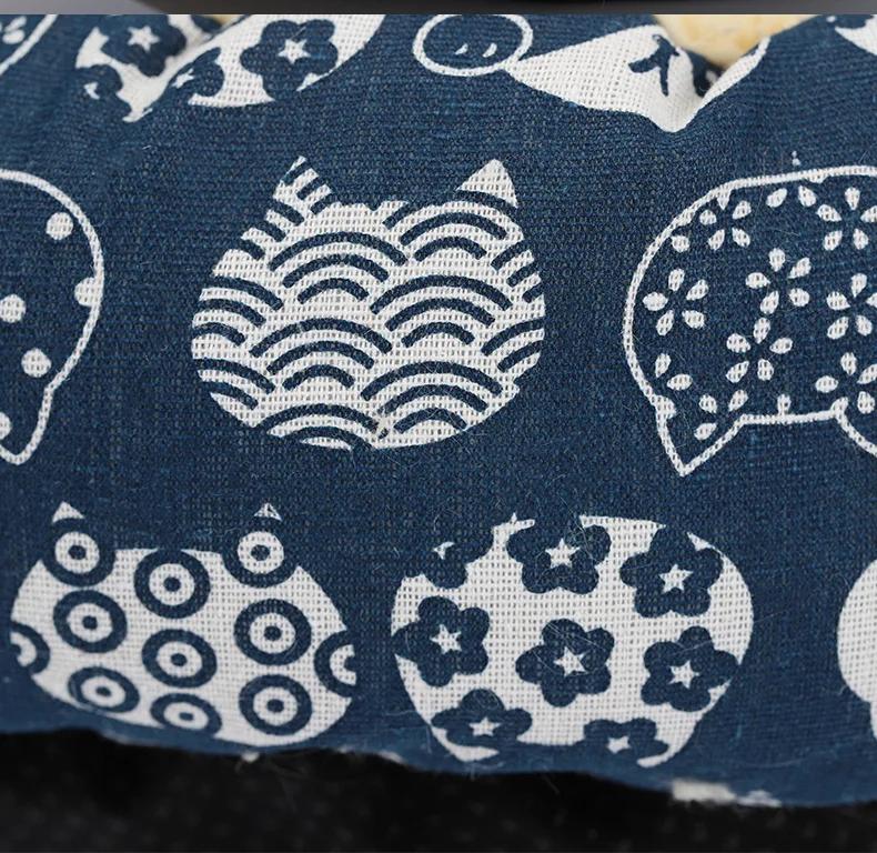 Warme Katzenbettmatten, runde Zwingerbetten für Katzen und Hunde, Fleece-Plüschkissen, Druckmuster