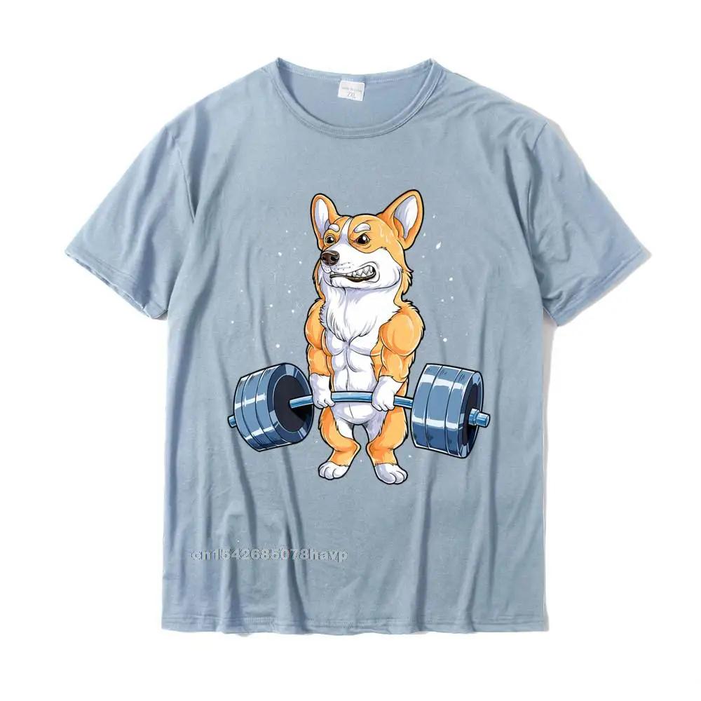 Corgi Levantamento de Peso Engraçado Levantamento Terra Homens Fitness Academia Treino Design de Camiseta Premium Camiseta Fofa Algodão Masculina Camiseta Hip Hop