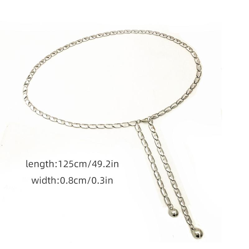 Metal Ball Pendant Waist Chains for Women Long Thin Adjustable Chain Belt Ins Korean Chic Dress Pants Decorative Waistband Strap
