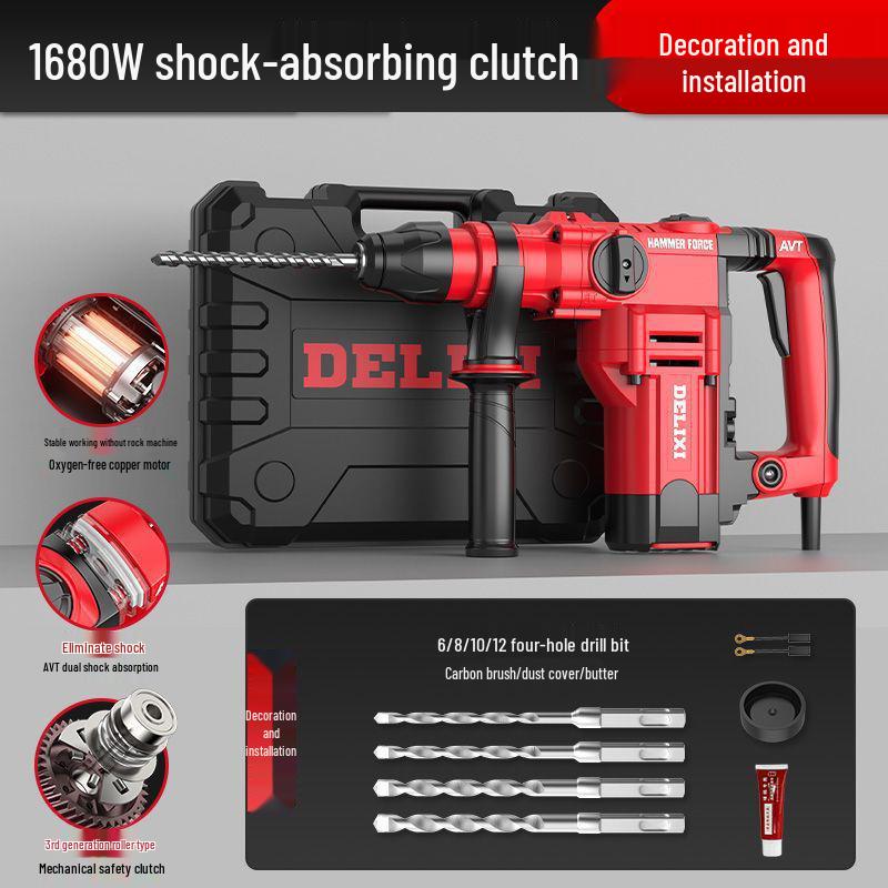 Delixi Multi-Function Electric Hammer & Drill - Industrial-Grade, Dual-Purpose, Lithium-Powered