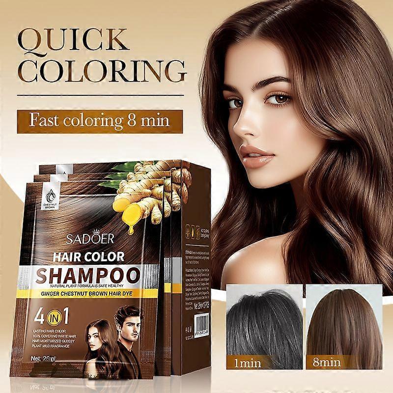 Hair Color Shampoo for Gray Hair - Natural Hair Dye Shampoo with Argan Hair Mask - Travel Size - Colors Hair In Minutes - Long Lasting Colour - 10pack