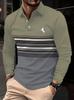 European & American Men's Striped Digital Print Polo Shirt - Business Casual, Spring/Autumn Collection