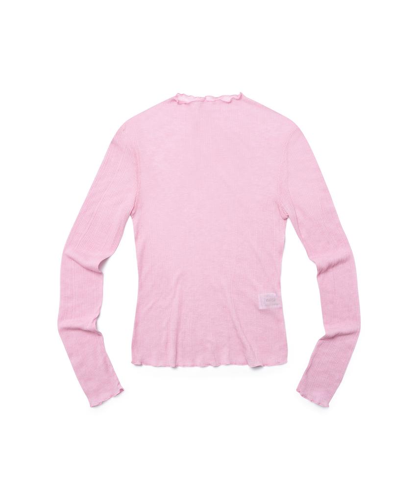 Pluna Studio Mock Neck See-Through Top (Pink)