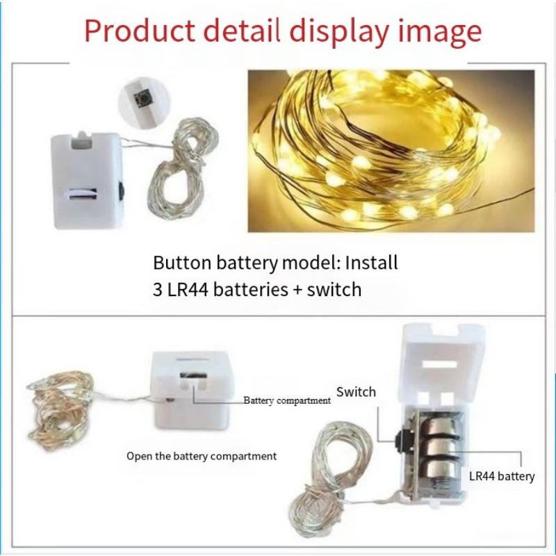 1SET Copper Wire Star Light Ambient Light Stall Night Market Decoration Room Birthday Arrangement Led Small Lantern Flashing Light String