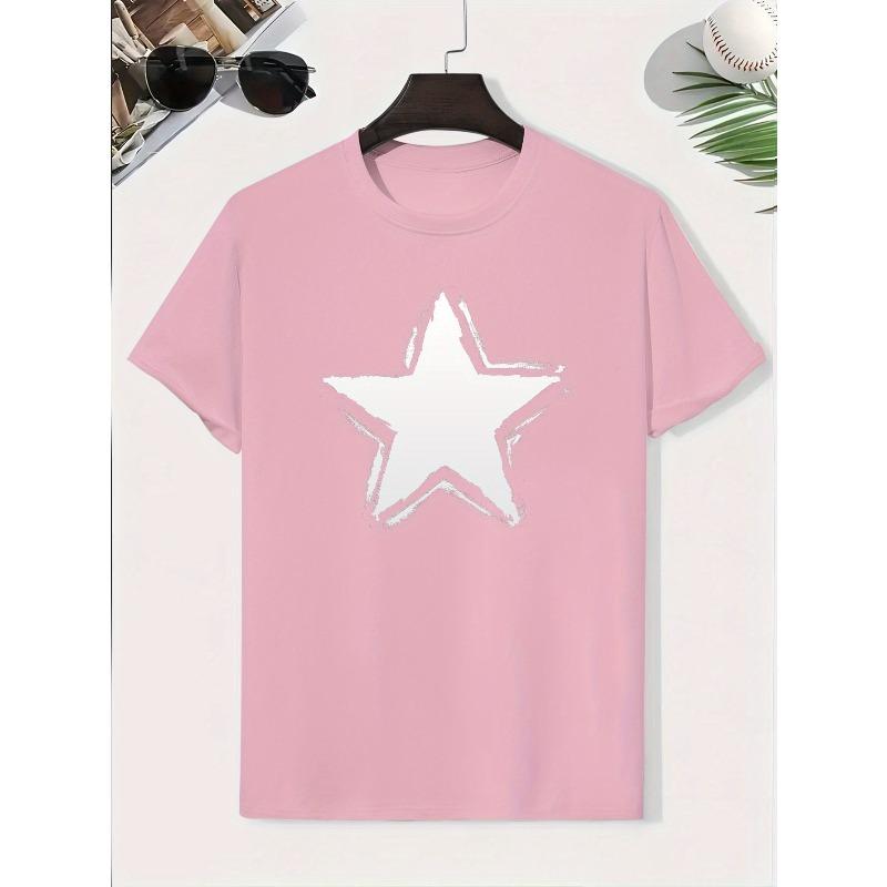 Kids Summer Crew Neck Short Sleeve T-Shirt with Sketch Star Print