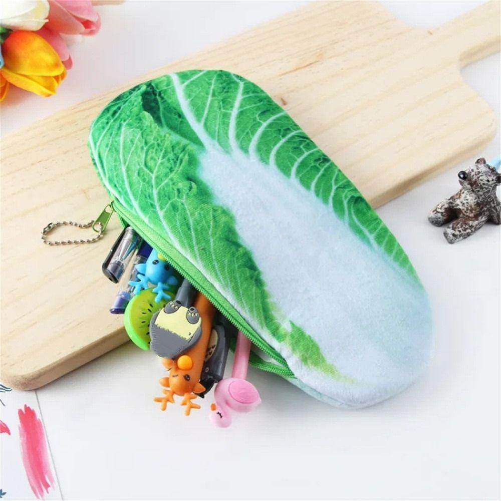 Simulated Food Pencil Case Vegetable Stationery Storage Bag Funny Plush Pencil Bag  Students Kid