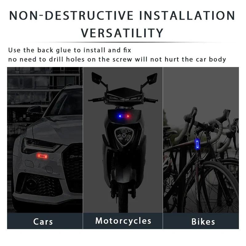 Solar-Powered Anti-Theft Alarm LED Light - Flashing Strobe Warning & Caution Lamp for Cars & Motorcycles (Night Use)
