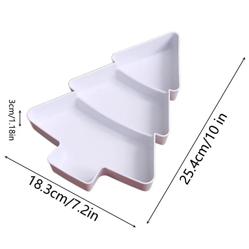 Creative Christmas Tree Shape Tray Plastic Compartmented Fruit Plate Candy Snacks Nut Tray Home Christmas Party Dessert Plate