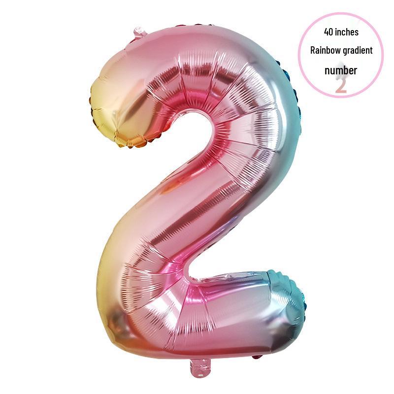 40" Rainbow Gradient Aluminum Foil Number Balloon Birthday Decoration Ornaments for Kids, Helium-Compatible