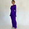 2025 Autumn Ruched Flare Sleeve Slim Fit Dress with Waist-Defining and Hip-Hugging Silhouette