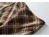 Women's High Waist Slimming A-line Brown Plaid Midi Skirt - 2025 Autumn/Winter Collection