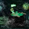 Dekoracja Halloween Wewnątrz Kociołek Czarownicy z Ruchomym Szkieletem Zestaw Dekoracji Halloweenowych do Domu Kuchnia Kominek Dekoracja Imprezowa