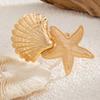 Hip Hop Large Starfish Scallop Open Cuff Bangles for Women Adjustable Exaggerated Wide Gold Color Upper Armband Bracelets Femme Aesthetic Jewelry