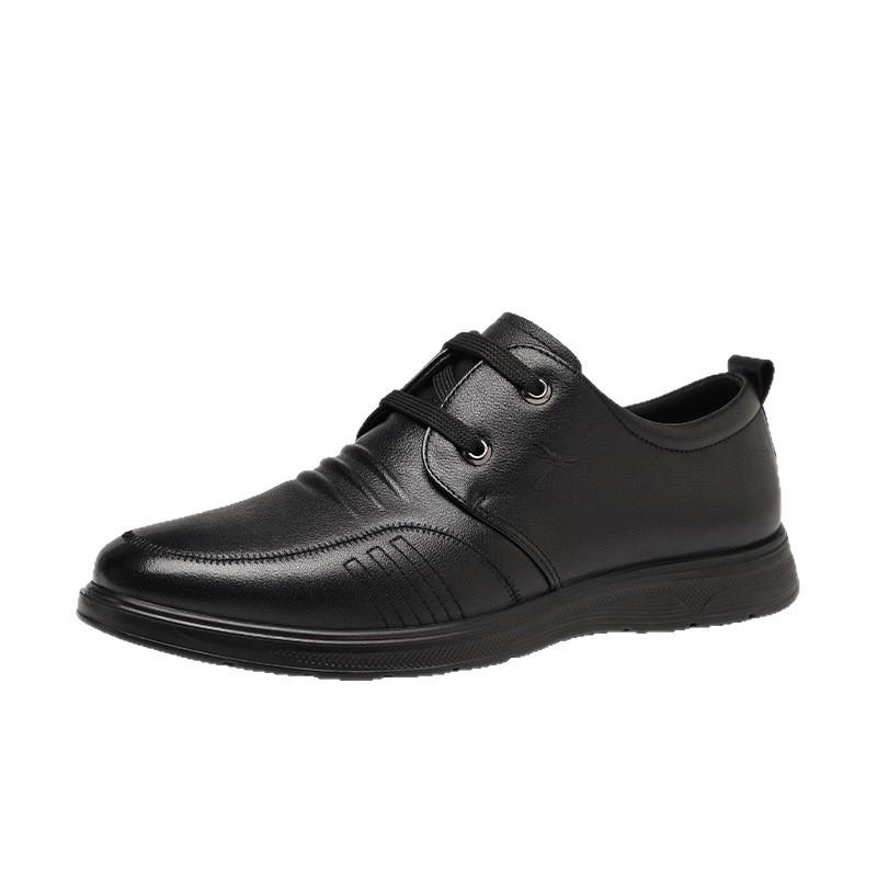 Black Red Dragonfly Men's Genuine Leather Soft Sole Non-slip Business Casual Shoes