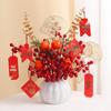 Luxurious Chinese-Style Pomegranate Fruit Arrangement: Faux Red Berries & Flowers for Living Room or Restaurant Decor