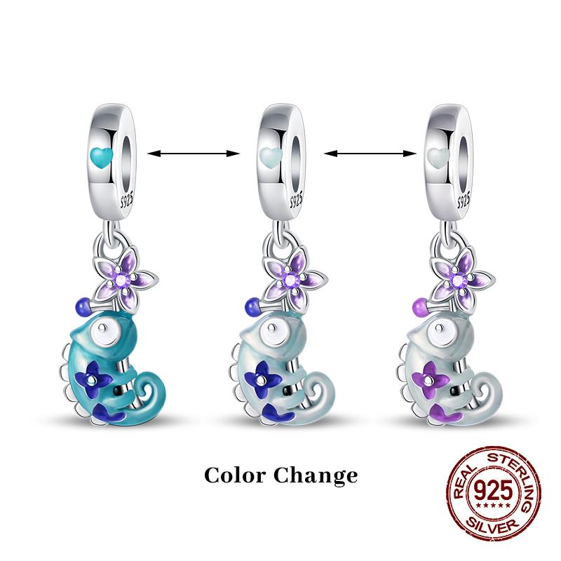 New 100% Copper Flower Chameleon Change Color Charms Beads Fit Pandachbracelets Diy Jewelry New Year'S Gift