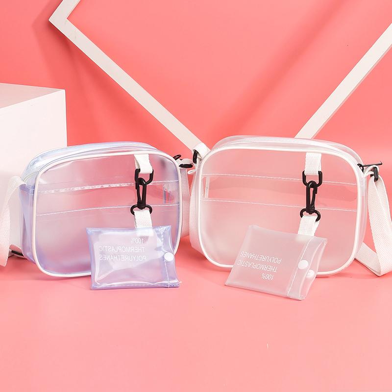 Casual Pvc Transparent Clear Women Mini Crossbody Bags Shoulder Bag Handbag Jelly Small Phone Bags With Card Holder