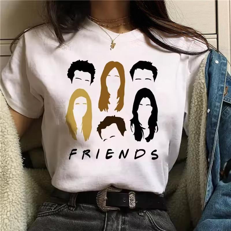 Friends Tv Shirt Women Vintage 2000s Graphic Trendy Breathable Graphic Harajuku Hip Hop University Anime Aesthetic Pop Culture