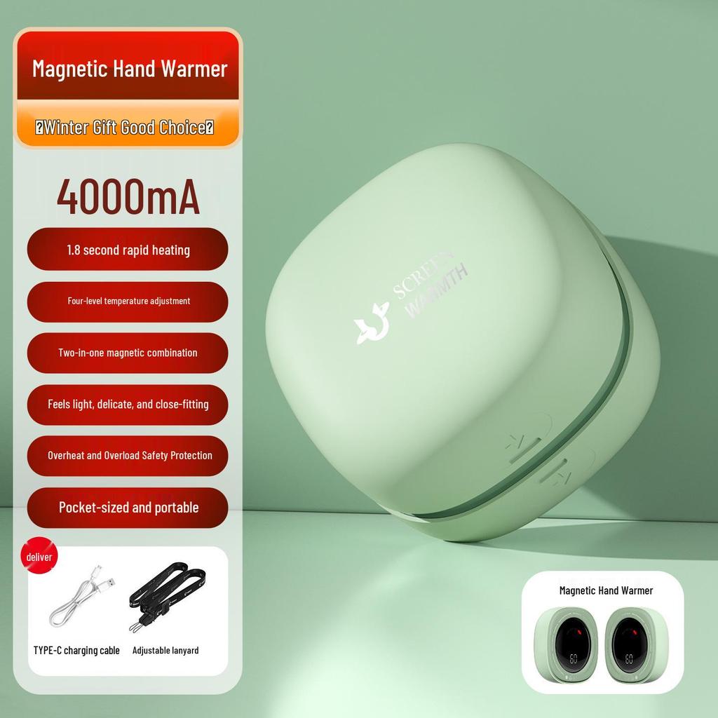 Dual-Tone Magnetic USB Rechargeable Hand Warmer Heater
