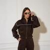 Womens Casual Sport Tracksuit Long Sleeve Zip Cardigan Pants Set Solid Color Streetwear