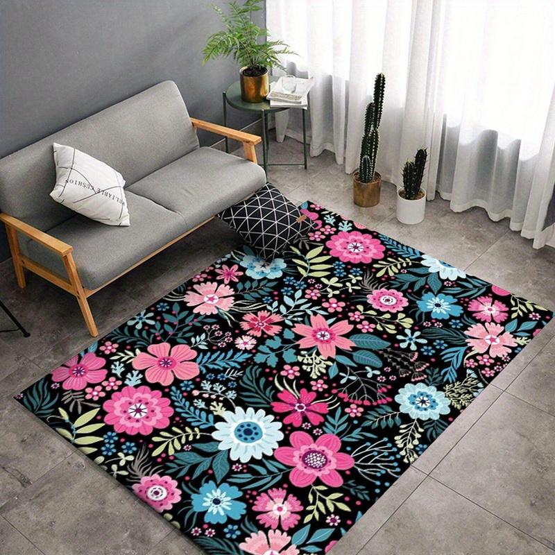 

Floor mat Crystal Velvet Beautiful Flowers Printed Carpet - Non-slip Floor Mat for Living Room, Bedroom, and Office Chairs 50x80cm