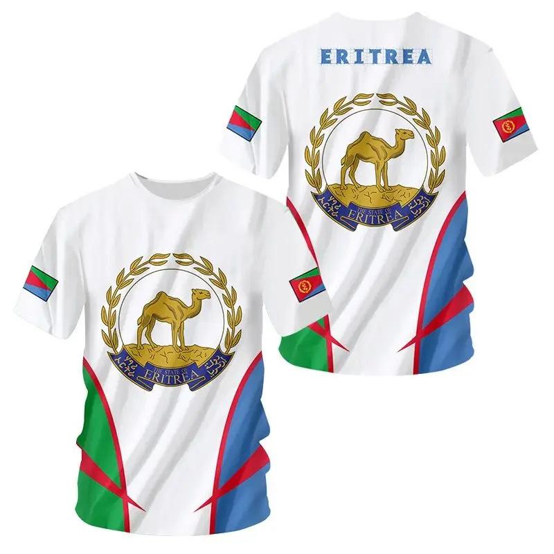 Sommer-T-Shirts mit Rundhalsausschnitt und 3D-Aufdruck der eritreischen Flagge, modisch, lässig, kurzärmelig, für Kinder und Jungen