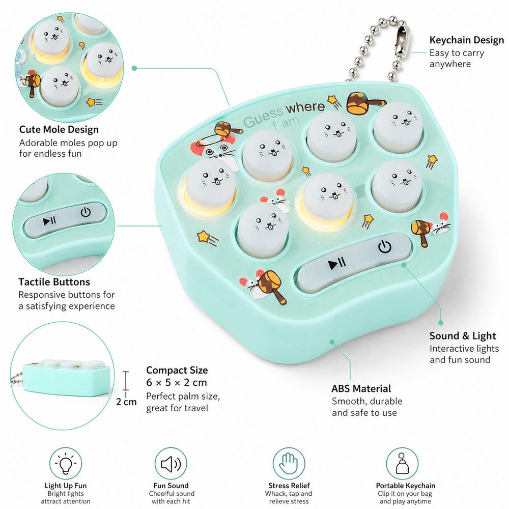Interactive Gameplay Whack A Mole Game Mini Whacker Game Toy Game Toy Keychain  for Boys and Girls
