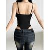 Outfitgirl Fashion Style Sexy Mesh Stitching Sling Tight-Fitting Cinched Hollow Out See-through Base Bodysuit Women
