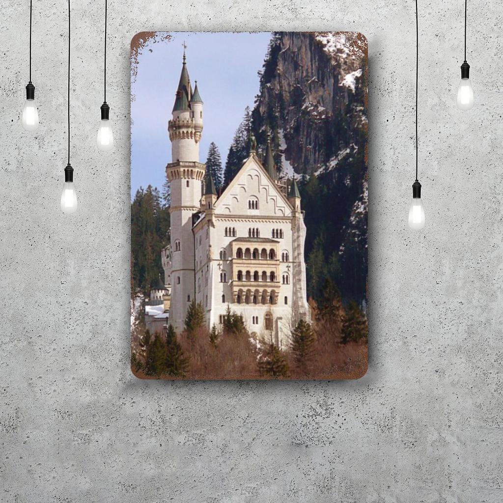 Neuschwanstein Castle Vintage Metal Tin Signs Posters Decor Retro Metal Plaque Wall Art Decor for Garage Bar
