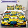 3pcs Duvet Cover Set (1*Duvet Cover + 2*Pillowcase, Without Core), Minions Print Soft All‑Season Bedding Set, Home Bedroom Decor Gift
