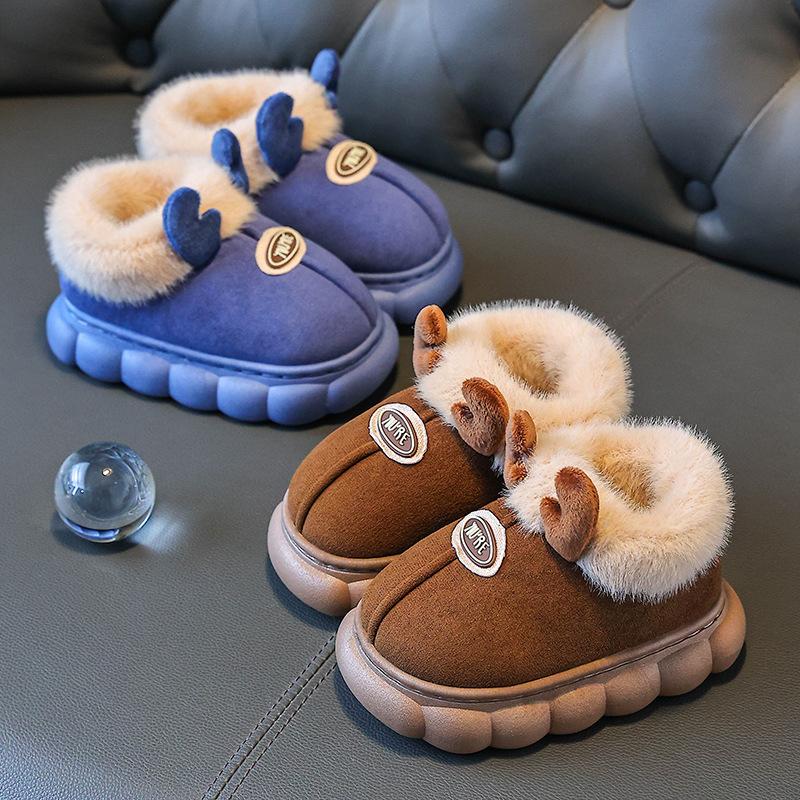 Home Cotton SlippersWinter New Anti Slip Child Warm Shoe Casual Child Indoor Outdoor Hairy Versatile Cotton Shoe