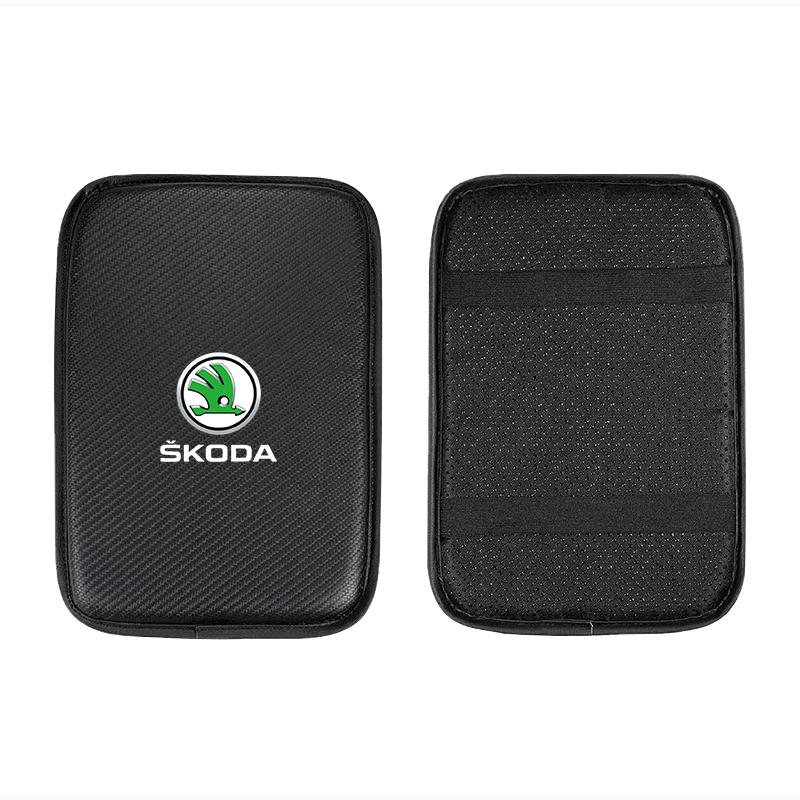 Car Armrest Box Mats Leather Center Console Covers Accessories For Skoda Octavia Superb Rapid Kodiaq Karoq Fabia Kamiq Roomster Citigo