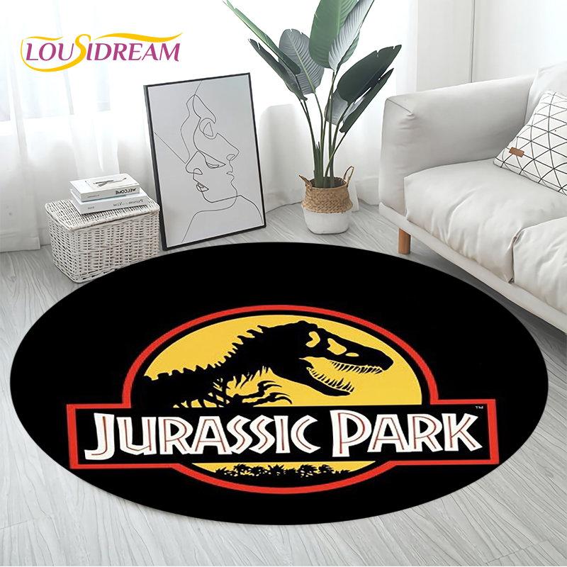 3D Cartoon Jurassic Park Dinosaur Area Rug,Round Carpet Rug for Living Room Bedroom Sofa Decor,Children Play Non-slip Floor Mat