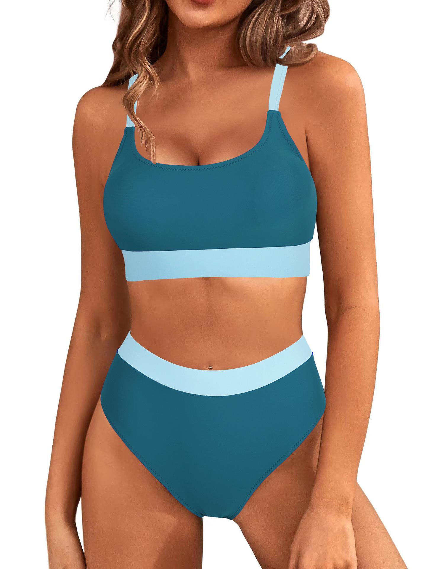 

2025 Женский Сексуальный Купальник с Завышенной Талией и Эффектом Похудения - Новый Стиль, Скрывающий Недостатки Раздельный Дизайн Large темно-зеленого