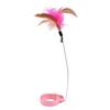 Cat Feather Collar Toys Adjustable Flexible Funny Interactive Cat Feather Wand Collar with Bell for Cat Indoor Play Pink
