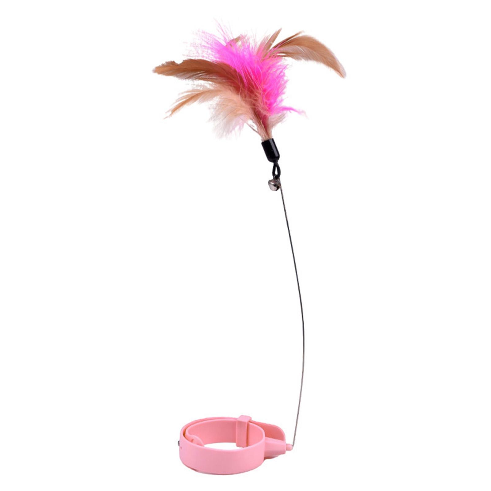 

Cat Feather Collar Toys Adjustable Flexible Funny Interactive Cat Feather Wand Collar with Bell for Cat Indoor Play Pink розовый
