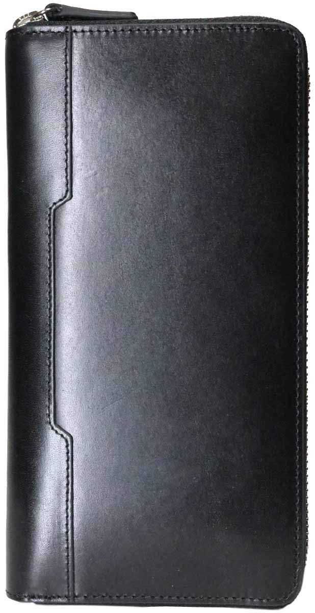 

Bercute Black Genuine Leather Long Wallet for Round Zipper Large Capacity Card Design Men, closure, Slots, Multi-functional (1030908-F-003a)