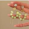 Vintage Green Drop Rhinestone Tassel Earrings for Women Fashion Light Luxury Commuter Jewelry