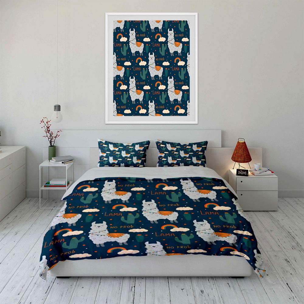 Llama No Prob Pattern Bedding Bedding Duvet Cover Set Duvet Cover Pillowcases (1 * Duvet Cover 2 * Pillowcases, Without Duvet Insert)