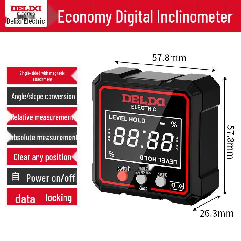 Delixi Precision Laser Digital Inclinometer with Magnetic Angle Finder