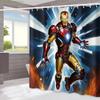 1pc Superhero Shower Curtain - Polyester, 12 Hooks Included, Vibrant Red & Golden Armor Design, Perfect for Bathroom, Home, Ho
