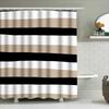 Striped Shower Curtain Modern Design with Black, White, and Beige Colors for Bathroom Decor Waterproof Fabric Shampoo Soap Dispe