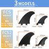 nanomaru Universal FCS Twin Fin 2+1 Stabilizer Board Fins Mid-Length Surfing Shortboard Carbon Black 3-Piece Set