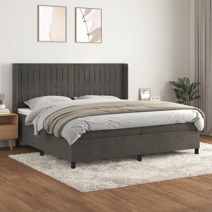 Maison Exclusive - Rete a doghe per letto e materasso Grigio scuro 200x200cm Velluto