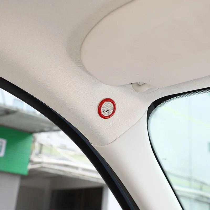 Carbon Fiber Style Car Roof Speaker Microphone Trim Cover Sticker For Ford Maverick 2022 Auto Interior Accessories