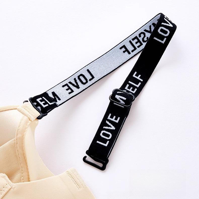 Seamless Lingerie Women's Soft Steel Rims Thin Bra Anti-sagging Full-cup Fashionable Letter Bra Push Up Bra