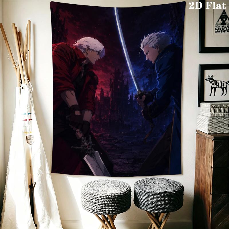 Devil May Cry Wall Tapestry Aesthetic Wall Hanging Printed Fabric Blanket Decorative Tapestries for Bedroom Living Room Home Decor