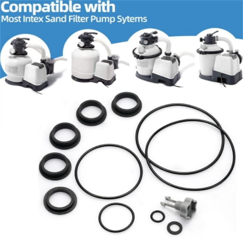 Pool Sand Filter Pumps Gasket Repair Set With L Shape O-Rings And Air Release Valves For Leak Prevention And Sealing